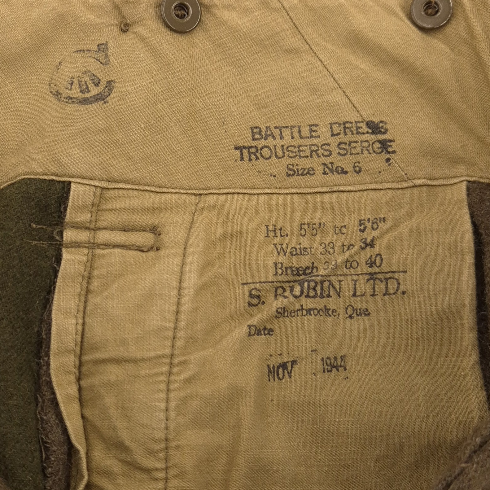 Canadian Battle Dress Trousers - 1944 - Image 2