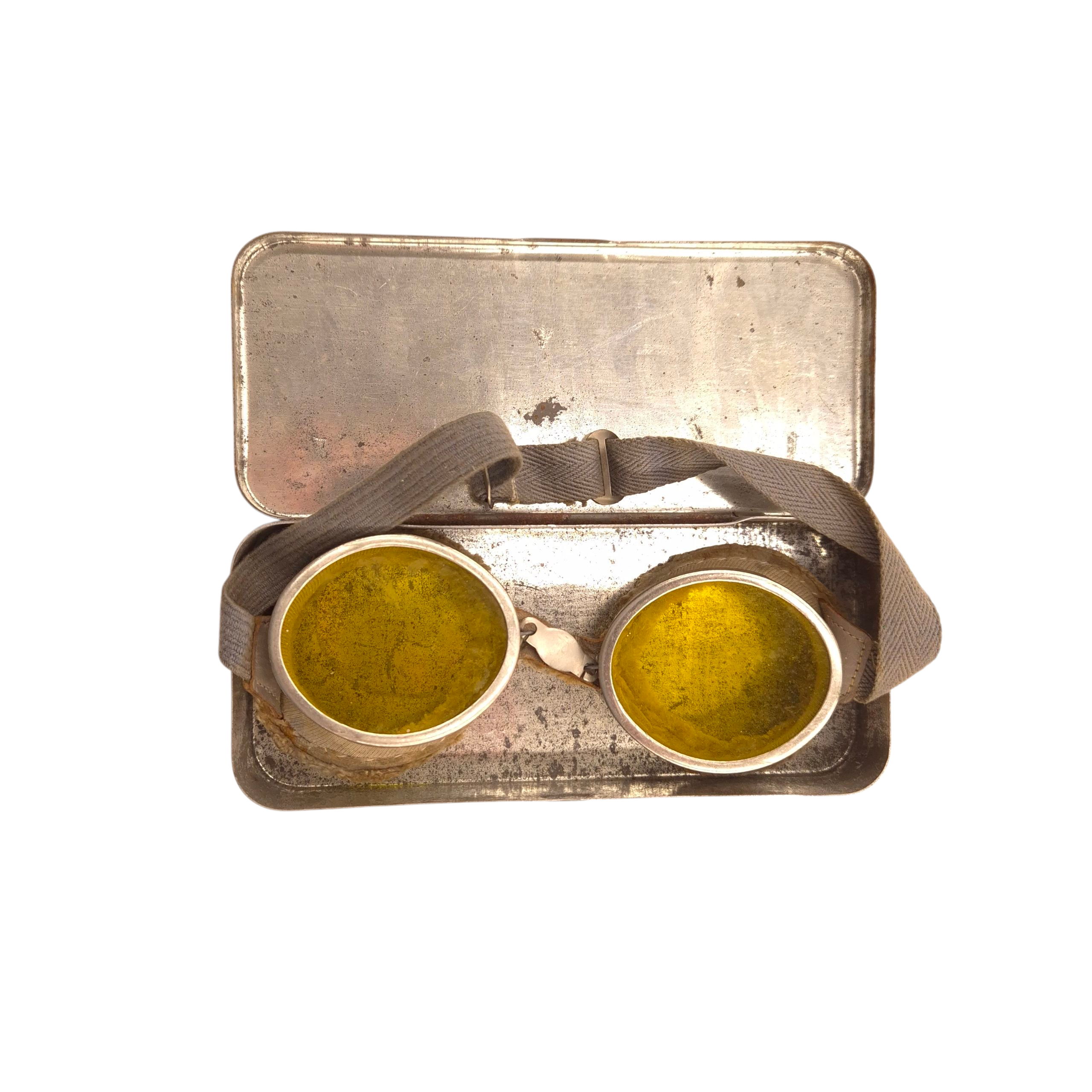 British Dispatch Rider's Goggles in metal box