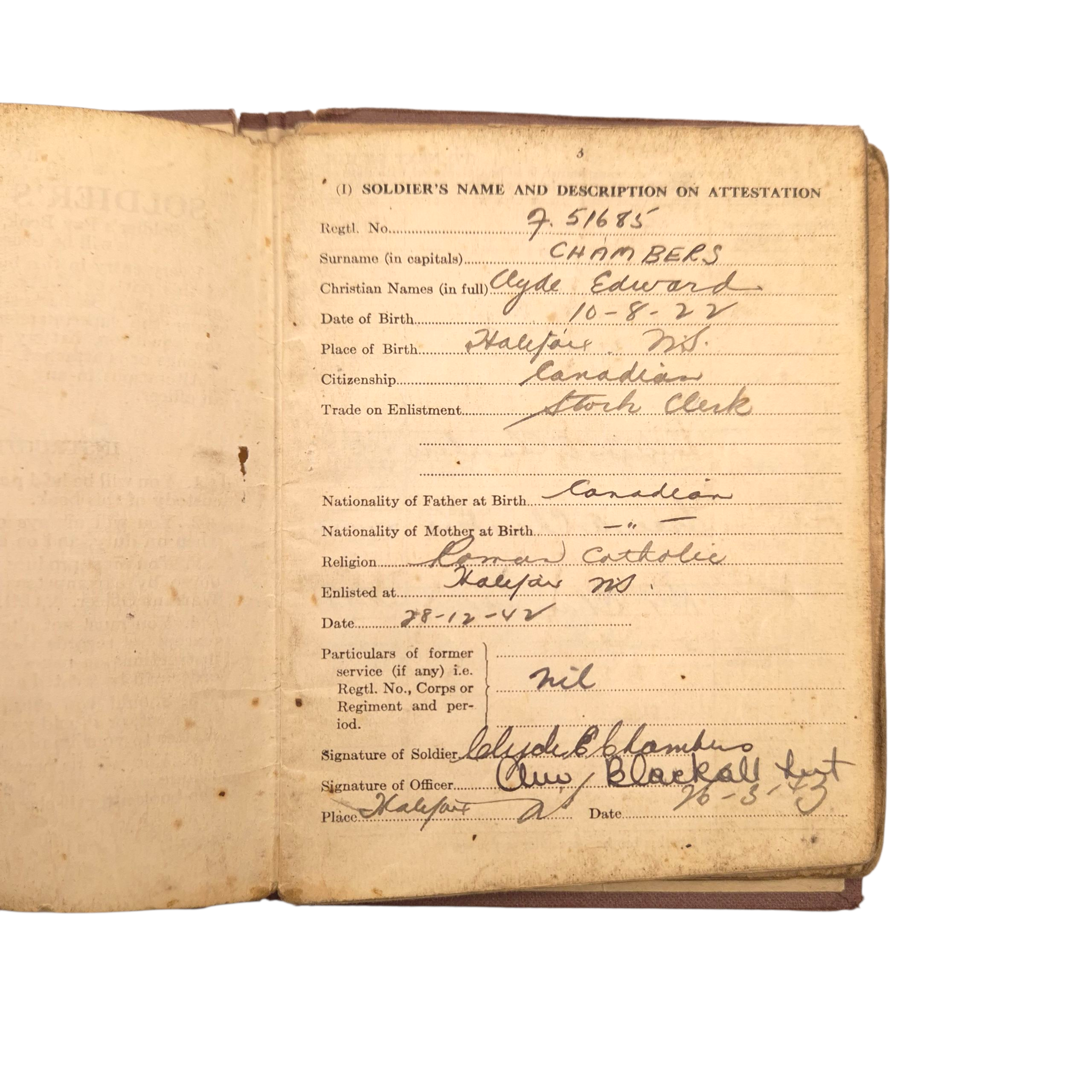 RCOC Grouping – Named to L/Cpl. Clyde Edward CHAMBERS (F-51685) - Image 30