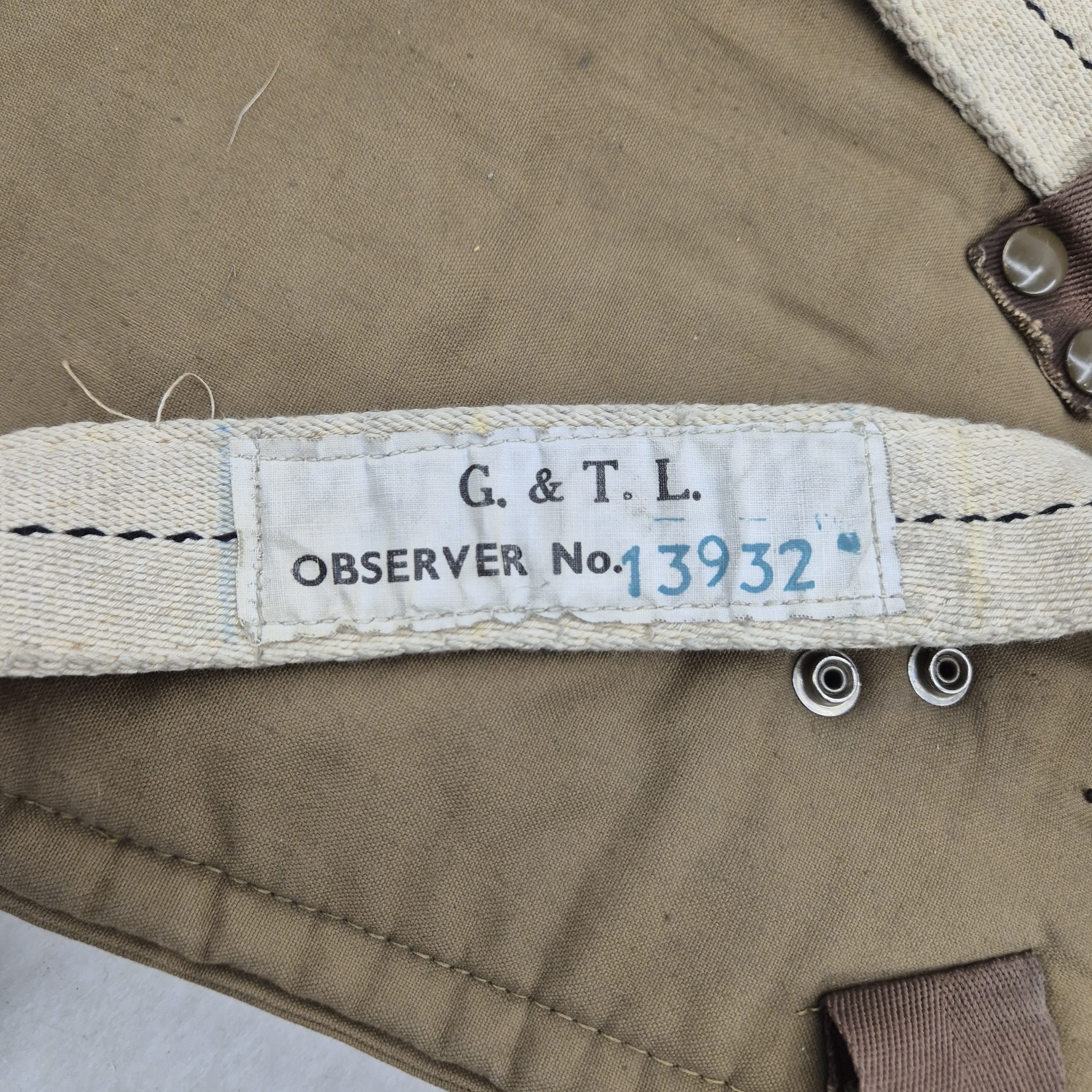 British RAF Observer Harness 'G & T.L' 1943 - Image 4