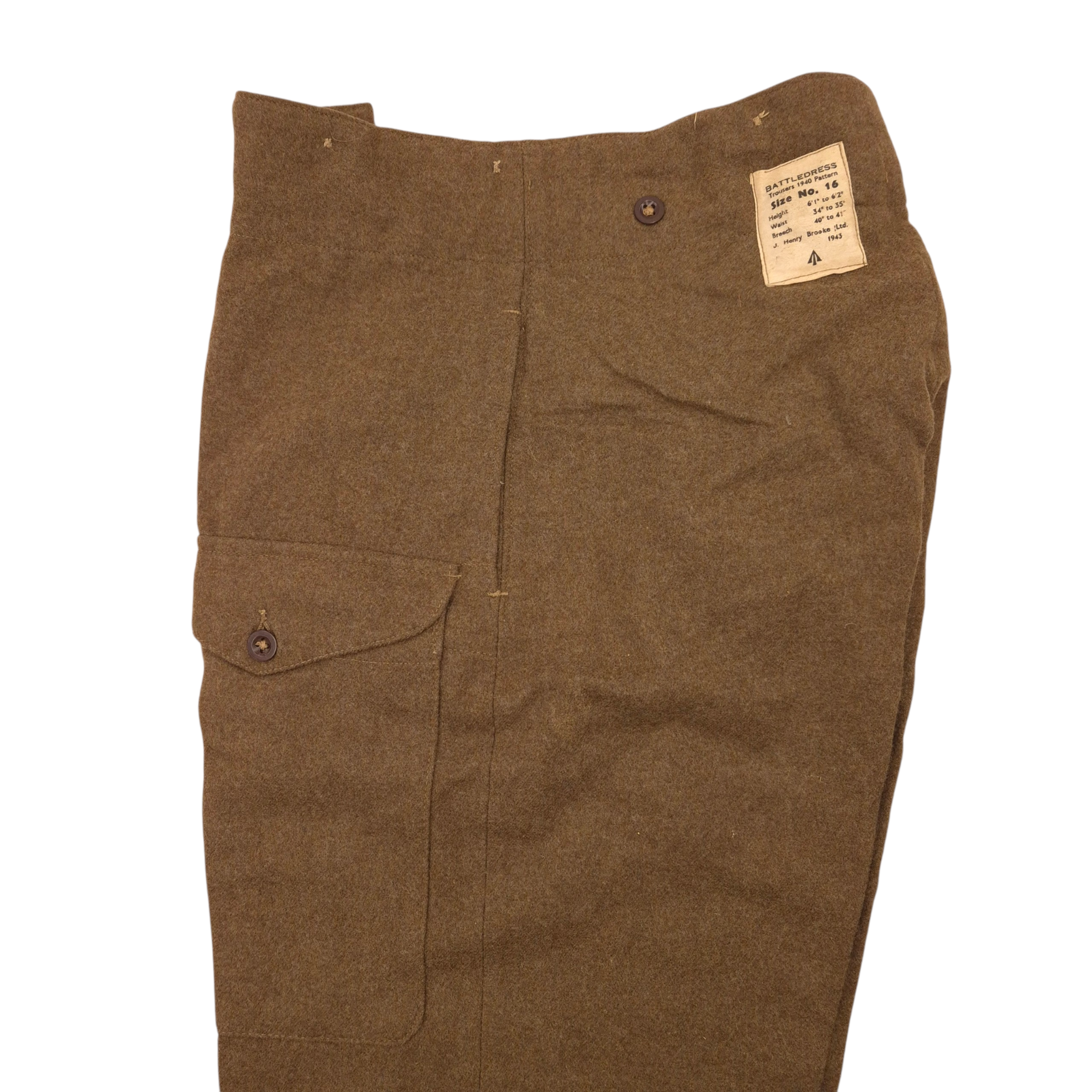 British P40 Battle Dress Trousers - Dated 1943 - Image 4