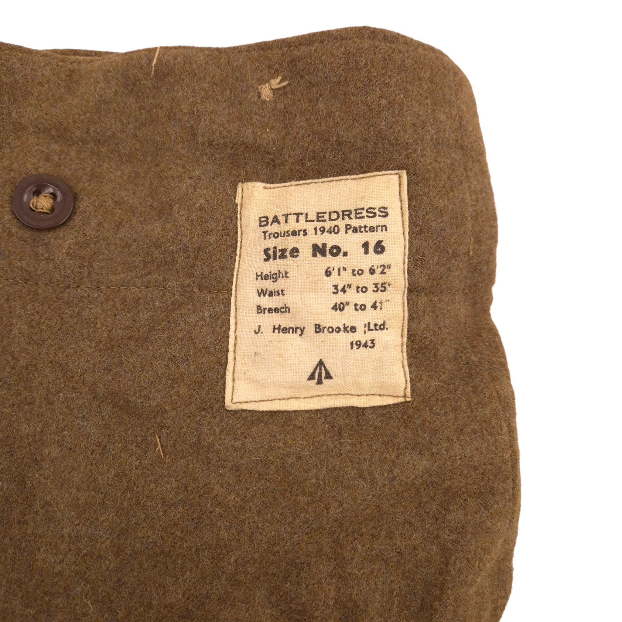 British P40 Battle Dress Trousers - Dated 1943 - Image 2