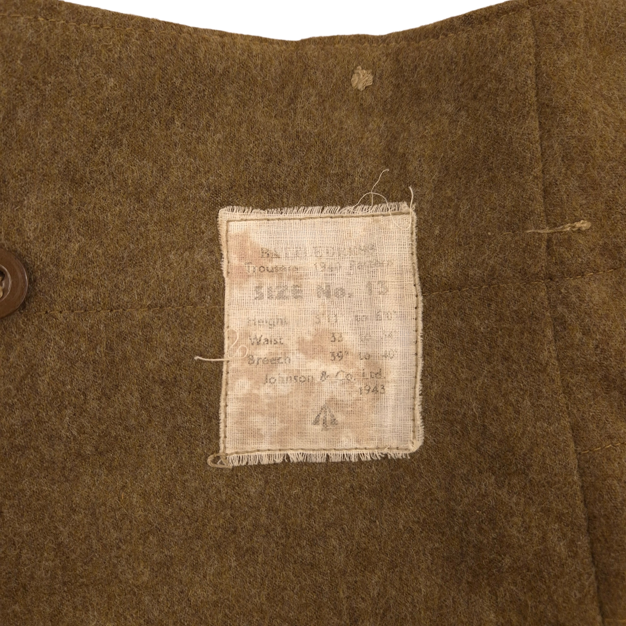 British P40 Battle Dress Trousers - Dated 1943 - Image 6