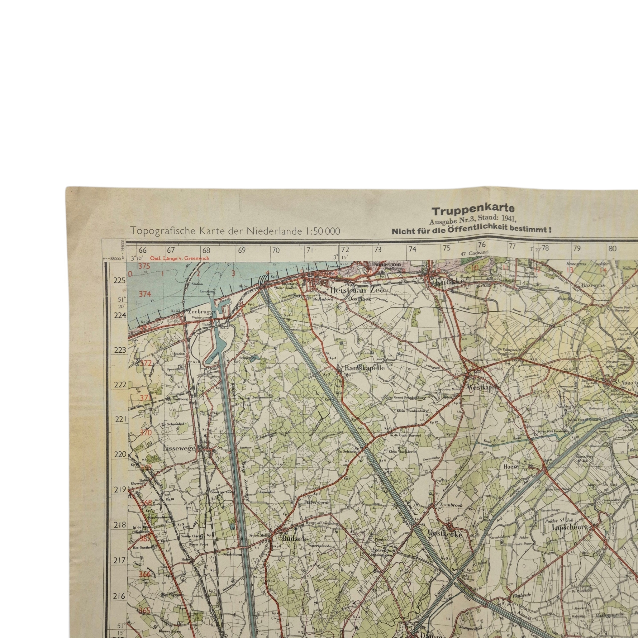 German Truppenkarte Map, sheet 53, Sluis - Ramskappele, Brugge, Maldegem - Image 4