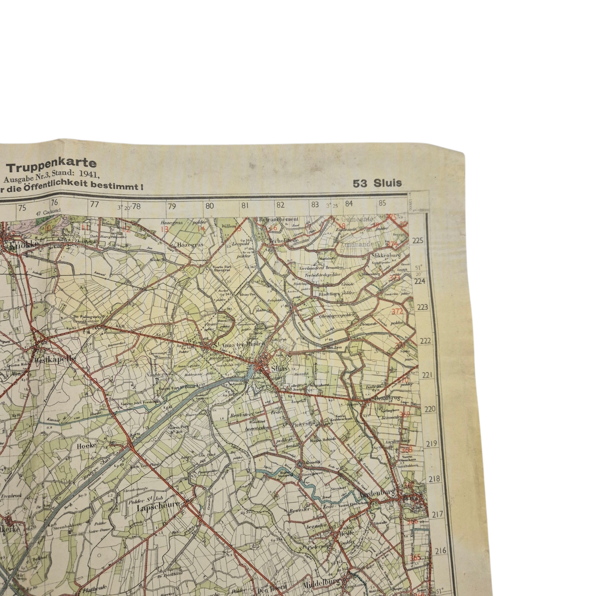 German Truppenkarte Map, sheet 53, Sluis - Ramskappele, Brugge, Maldegem - Image 2
