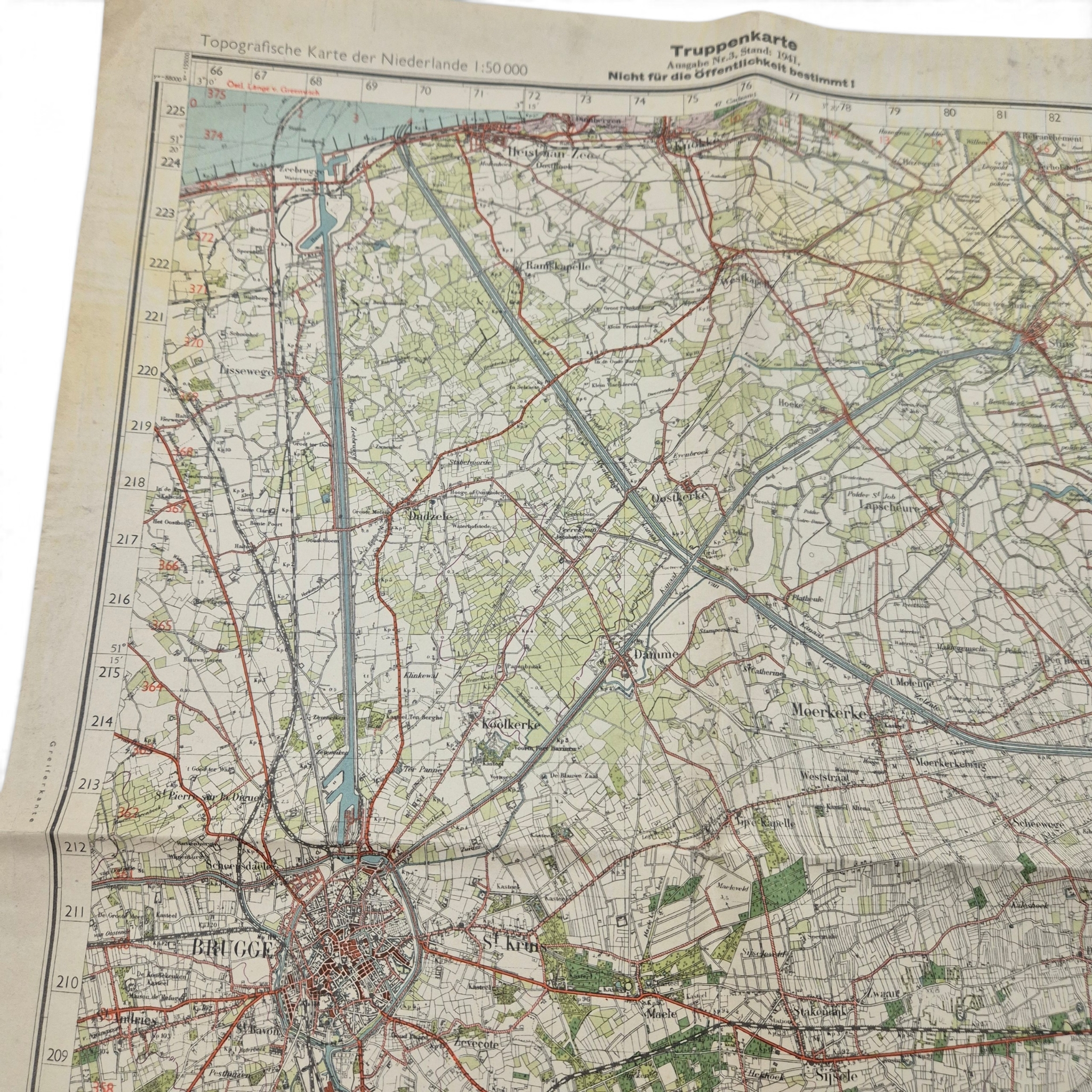 German Truppenkarte Map, sheet 53, Sluis - Ramskappele, Brugge, Maldegem - Image 5