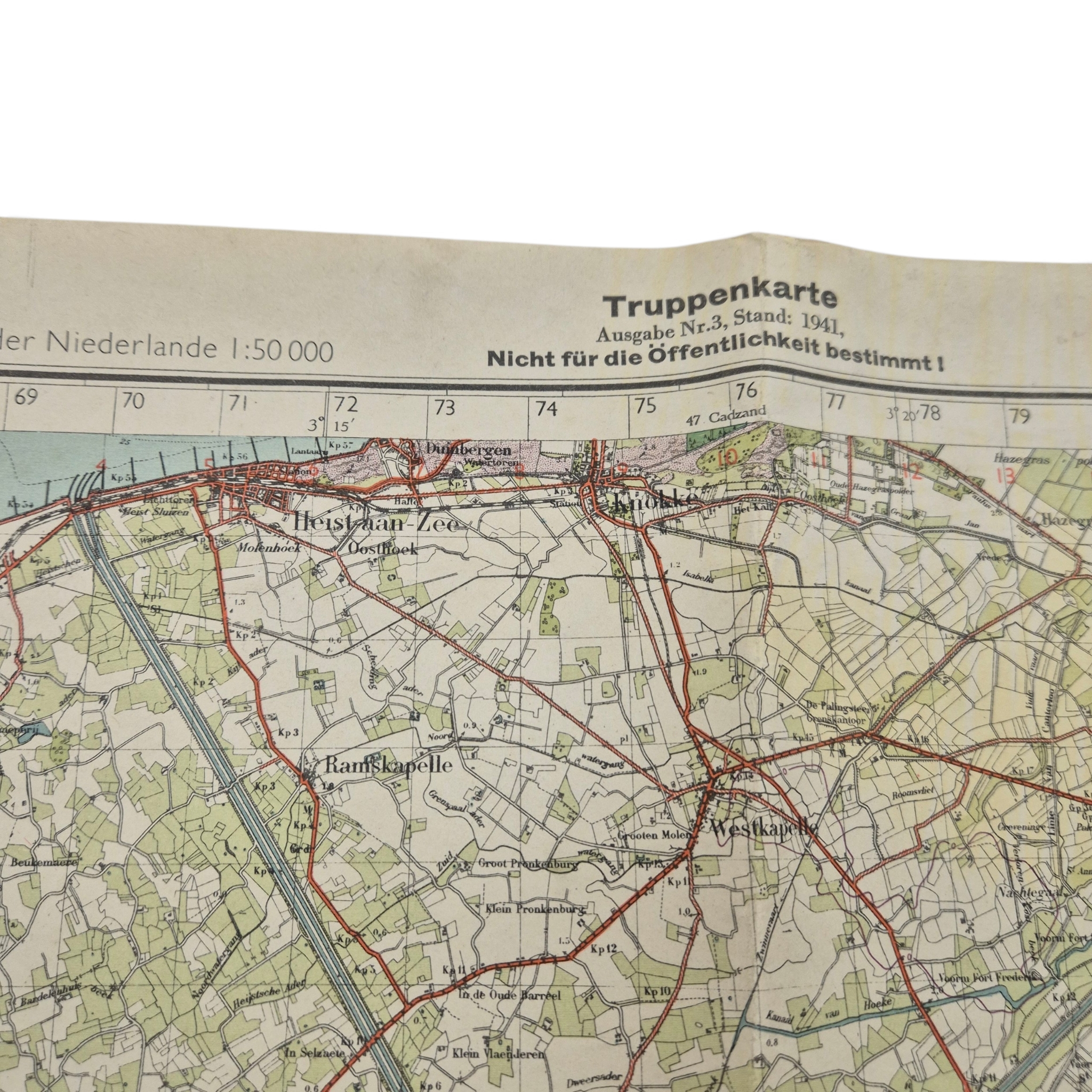 German Truppenkarte Map, sheet 53, Sluis - Ramskappele, Brugge, Maldegem - Image 3