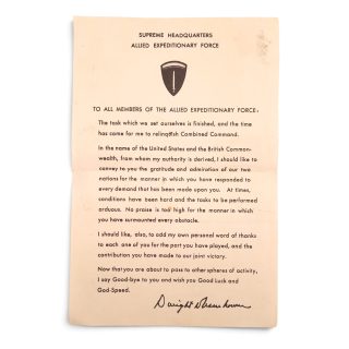 SHAEF Eisenhower Farewell Message to Allied Forces