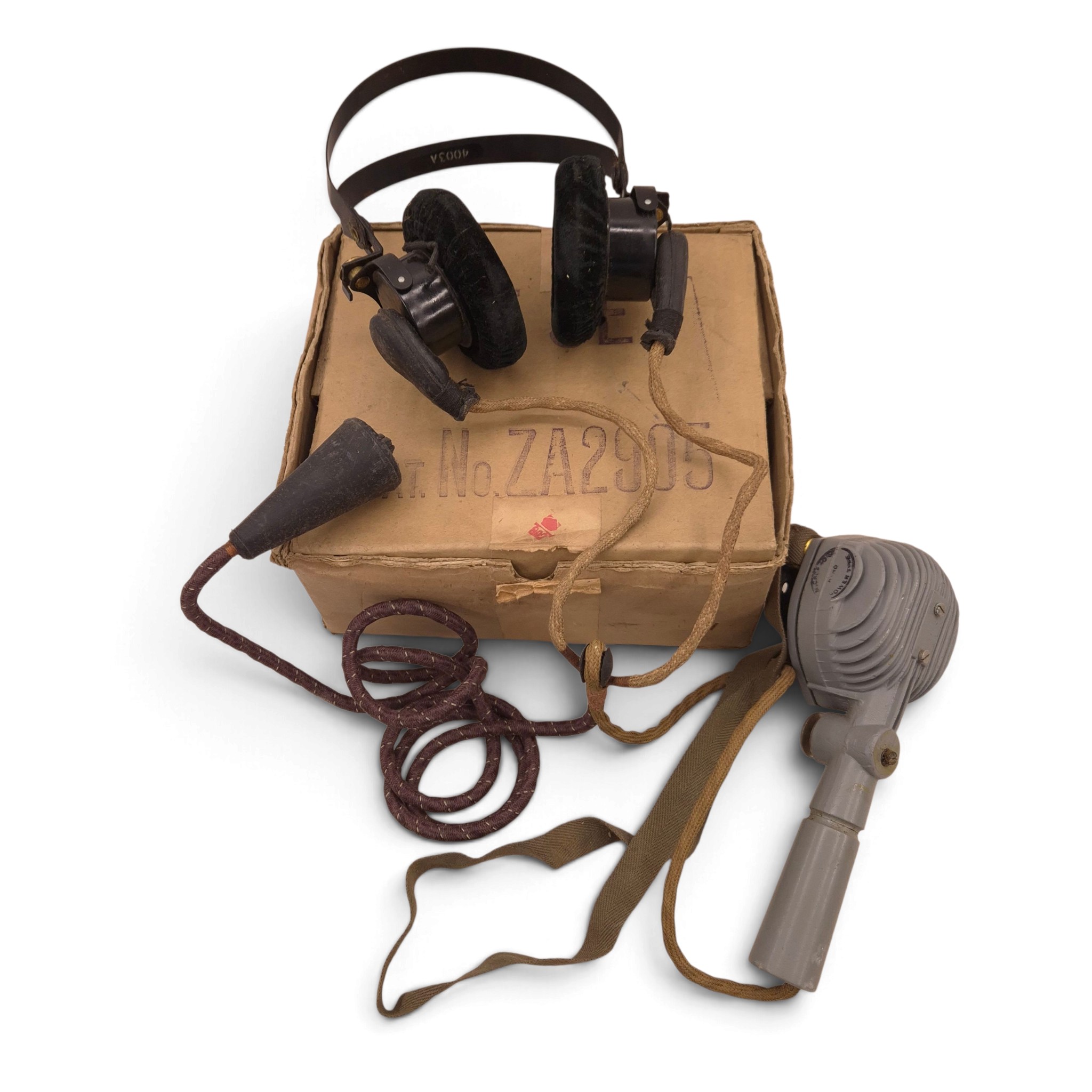 British/Canadian Headphones and Microphone in cardboard-box