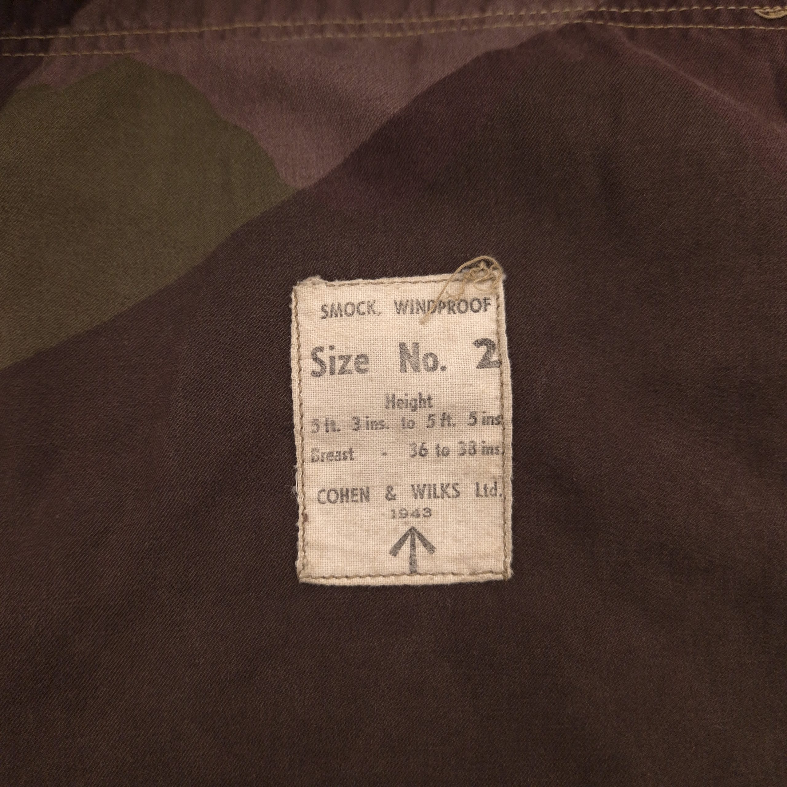British Windproof Camouflaged Smock - Cohen & Wilks 1943 - Image 3