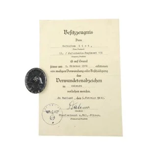 Verwundeten Abzeichen Black and Citation