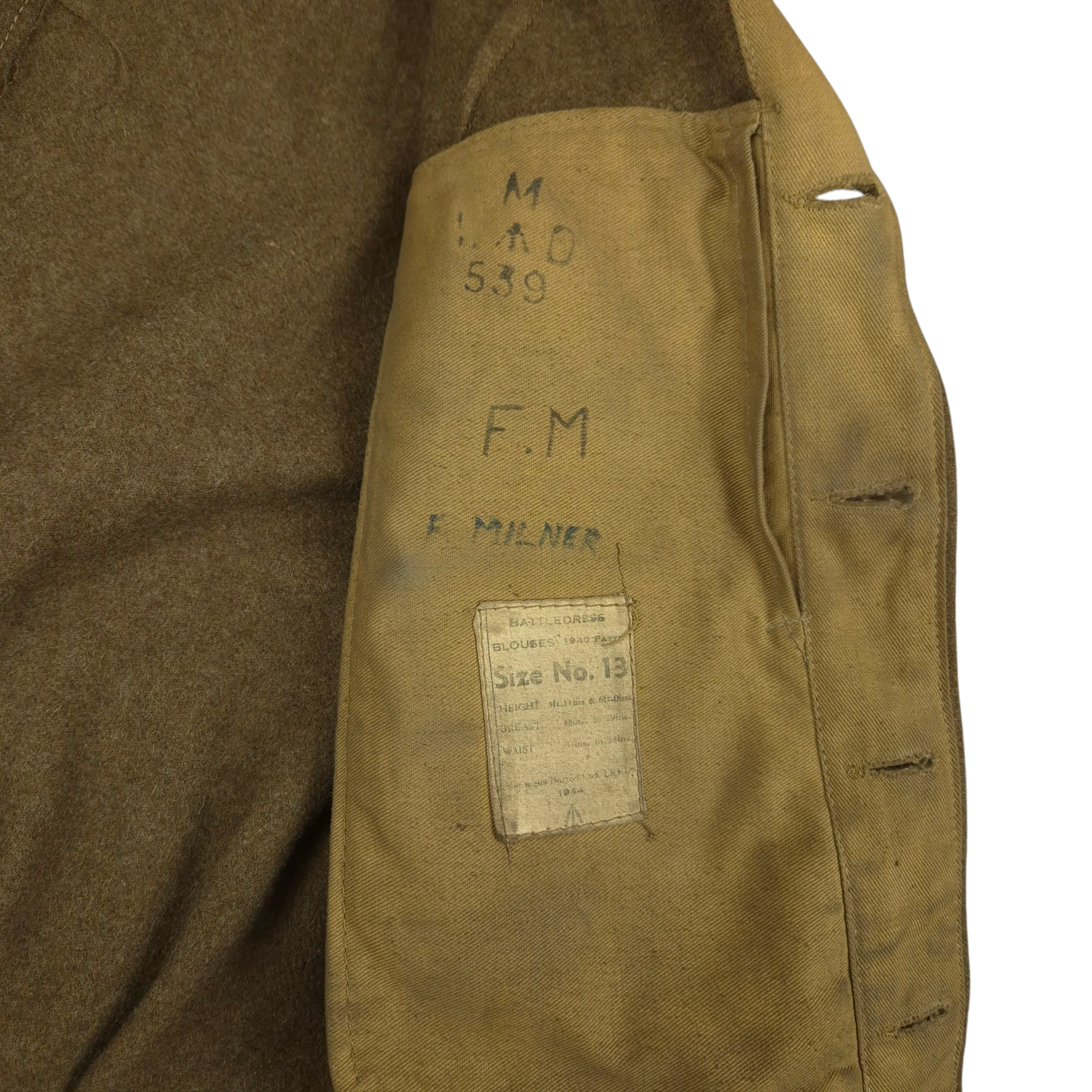 British P40 Battle Dress jacket - Corporal F. Milner - KRRC - Image 4