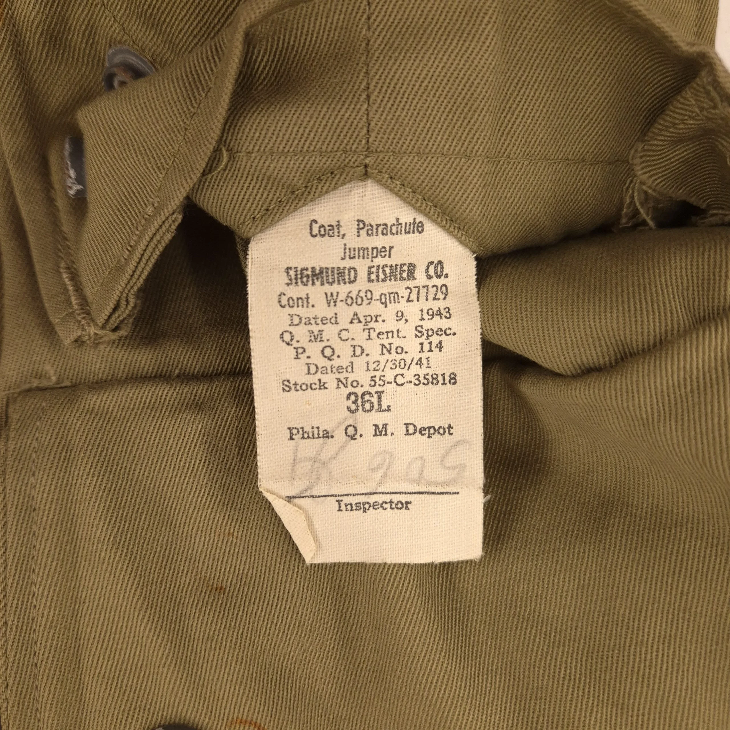 U.S. 'Airborne' M1942 Jump Jacket - Sigmund Eisner 1943 - Image 3