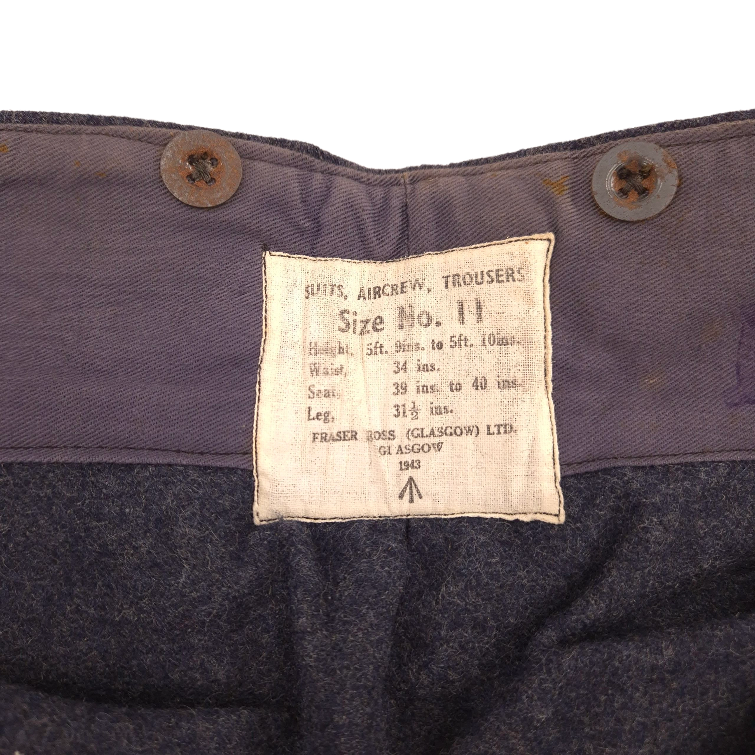 R.A.F. Suits Aircrew Trousers - Dated 1943 - Image 2