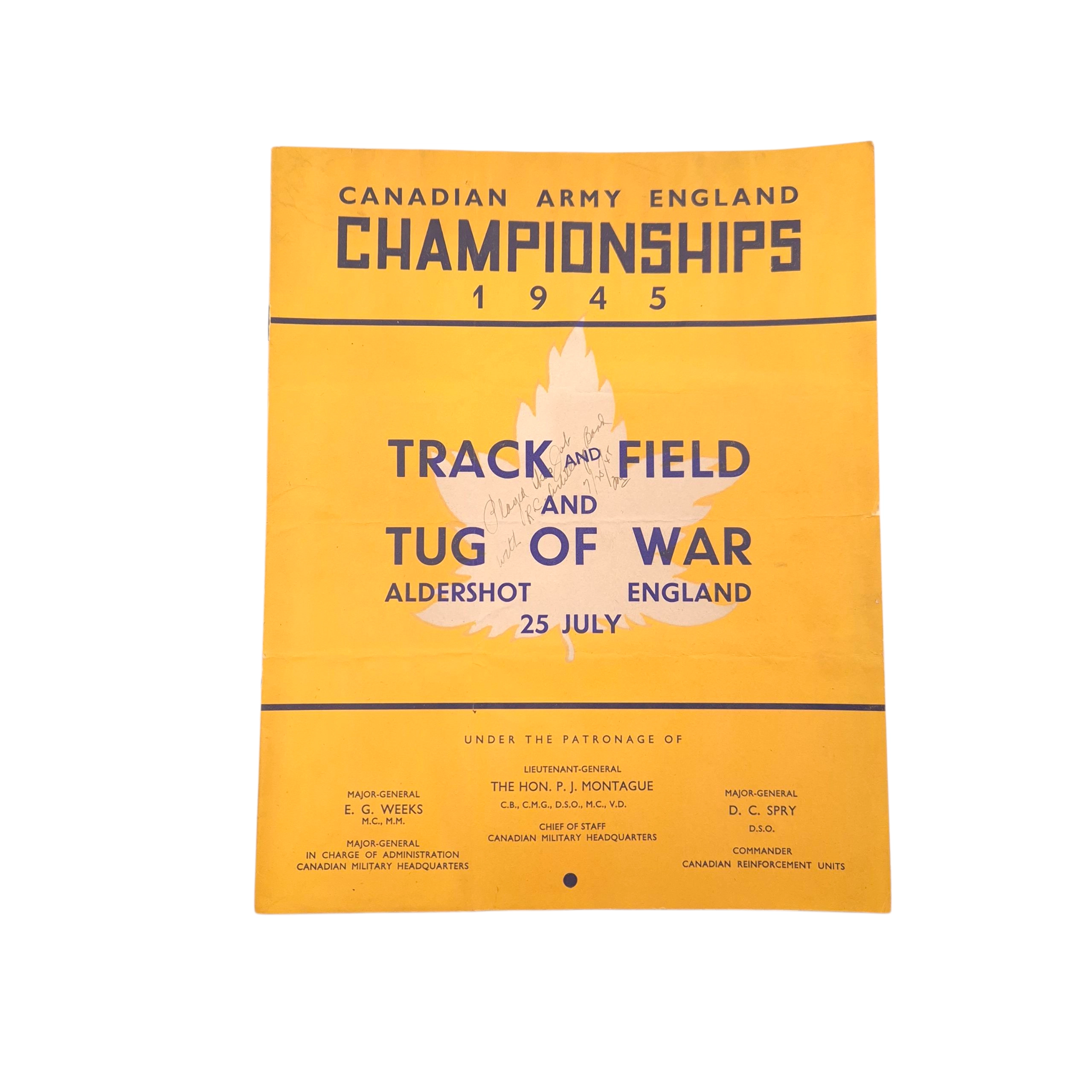 Canadian Army England Championships 1945 Programme
