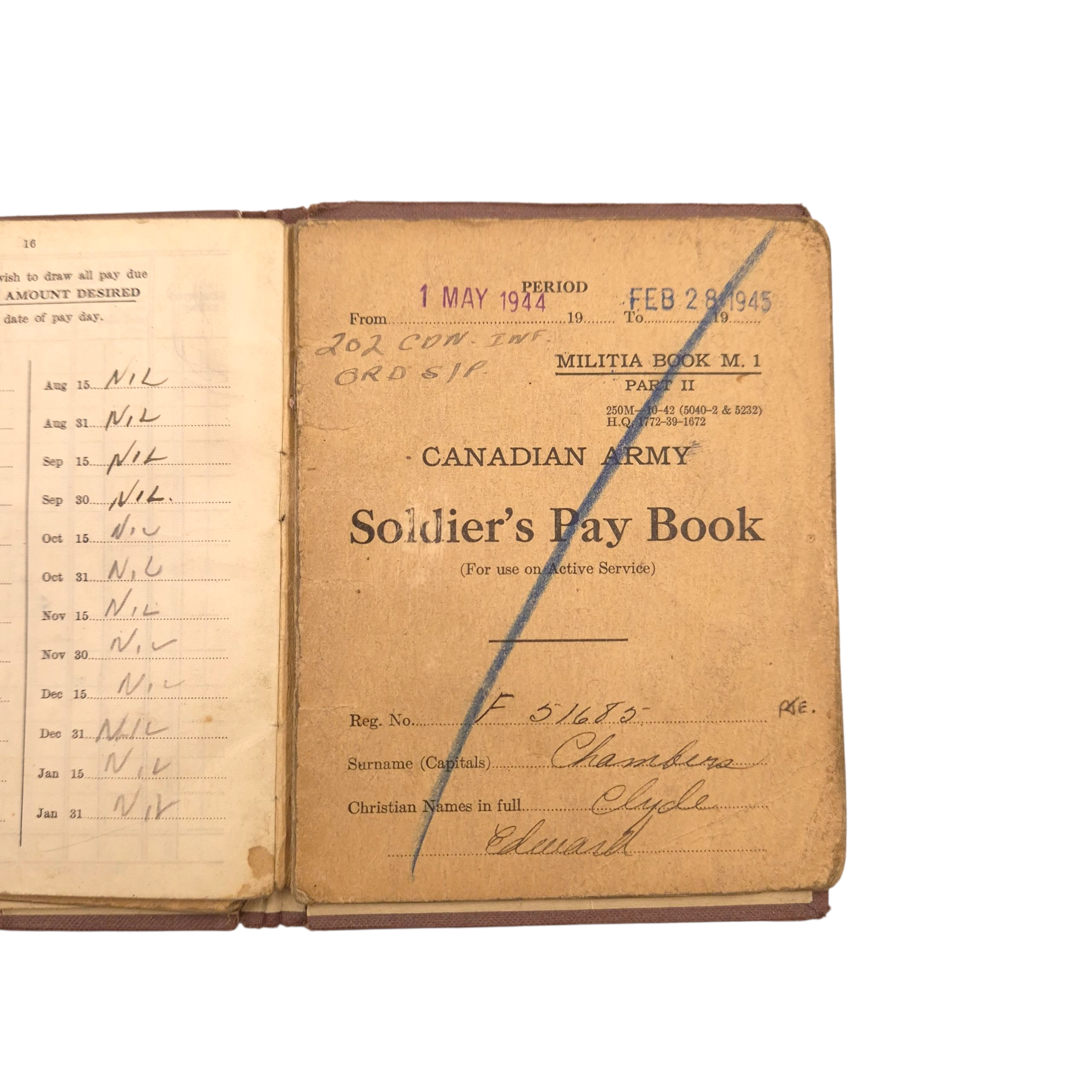 RCOC Grouping – Named to L/Cpl. Clyde Edward CHAMBERS (F-51685) - Image 27