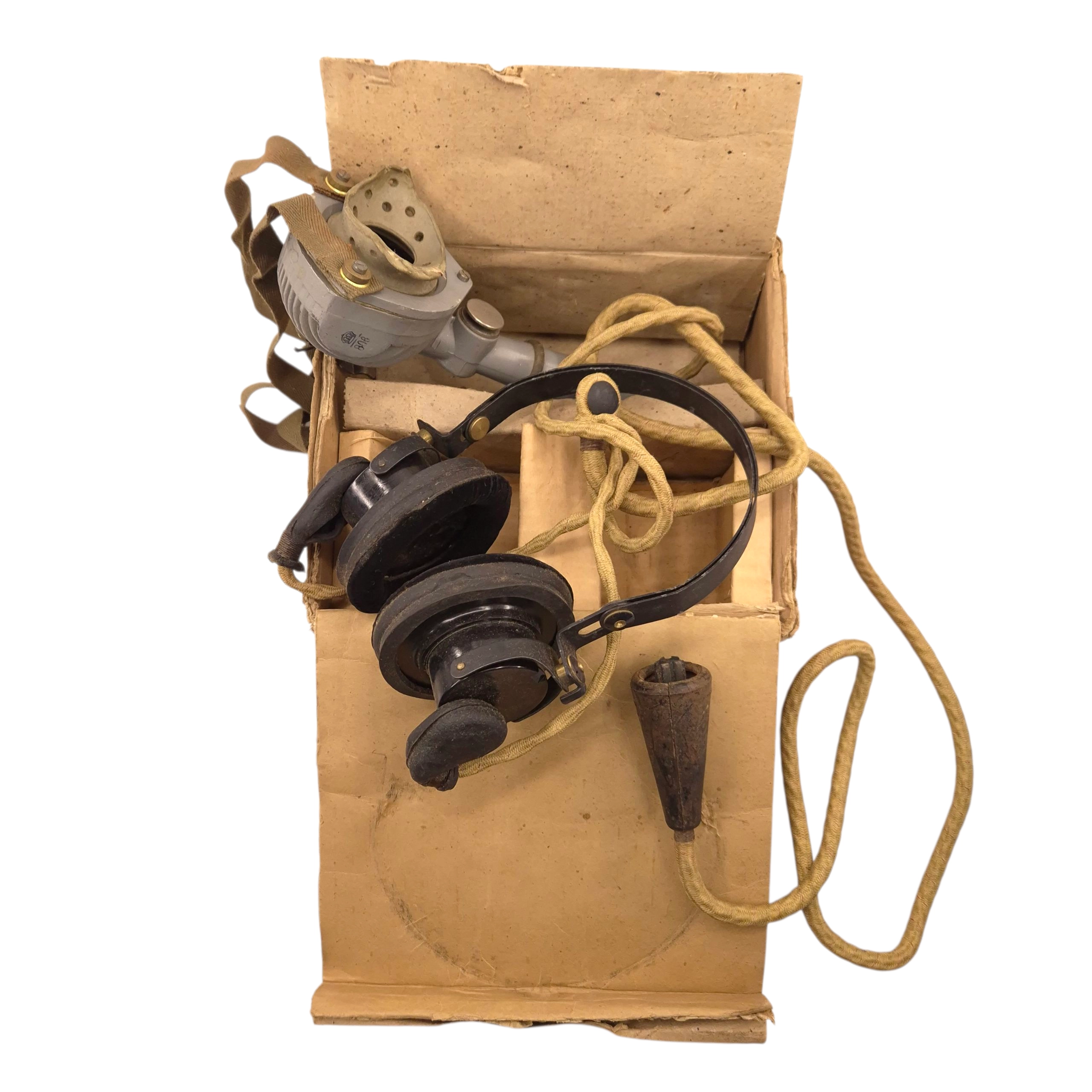 British/Canadian Headphones and Microphone in cardboard-box