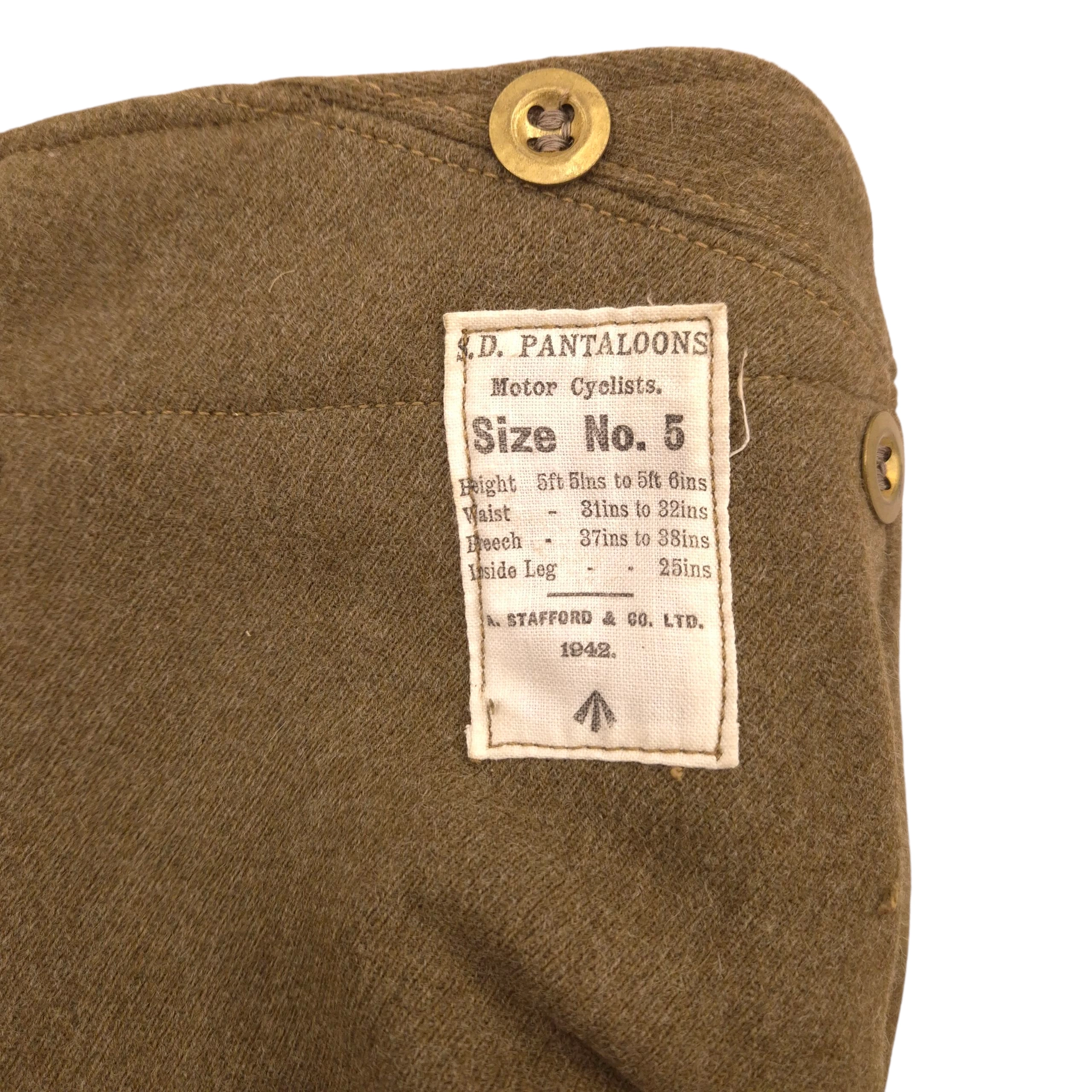 British Motorcycle Breeches - Dated 1942 - Image 5
