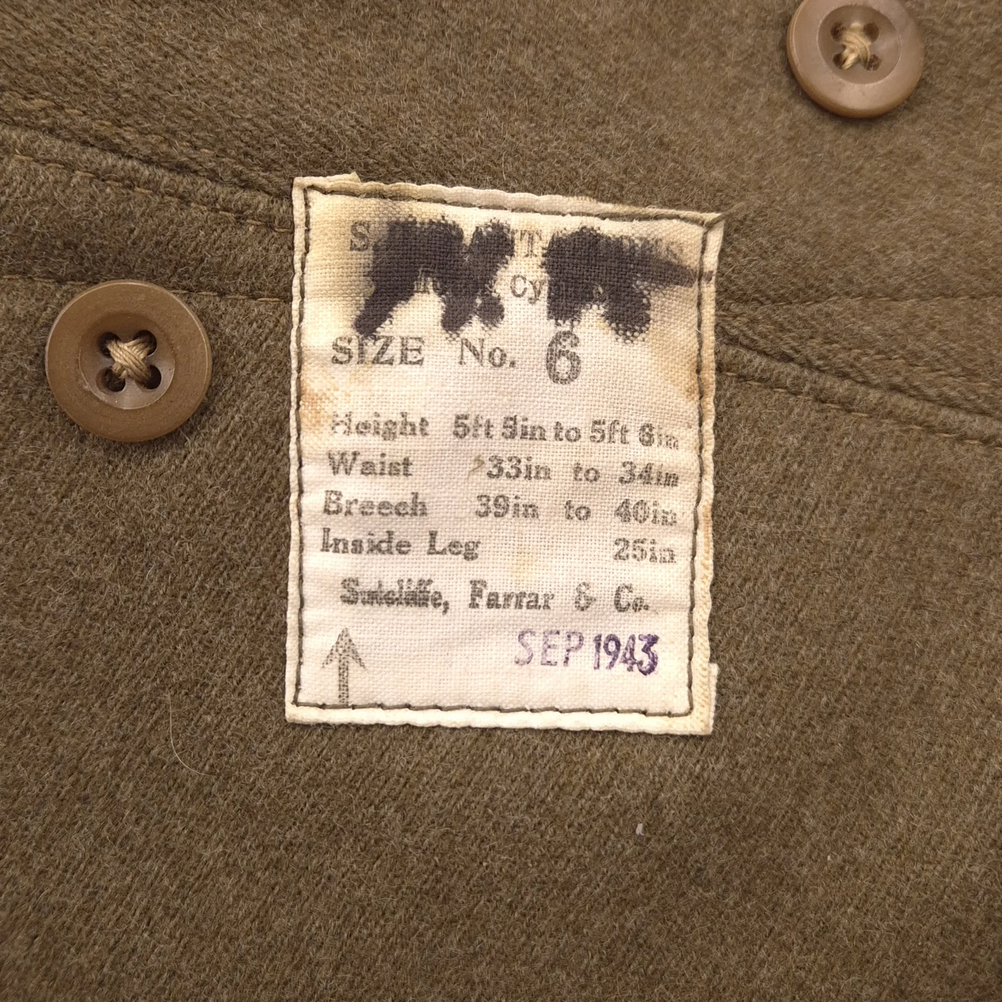 British Motorcycle Breeches - Dated 1943 - Image 4