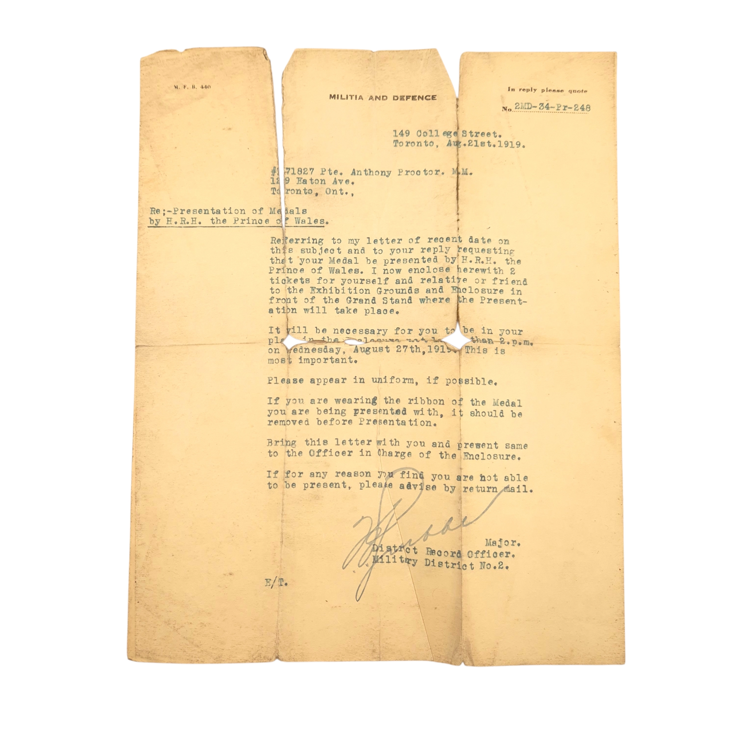 WWI Canadian "Military-Medal" Grouping – Pte. Anthony Proctor, Toronto - Image 4