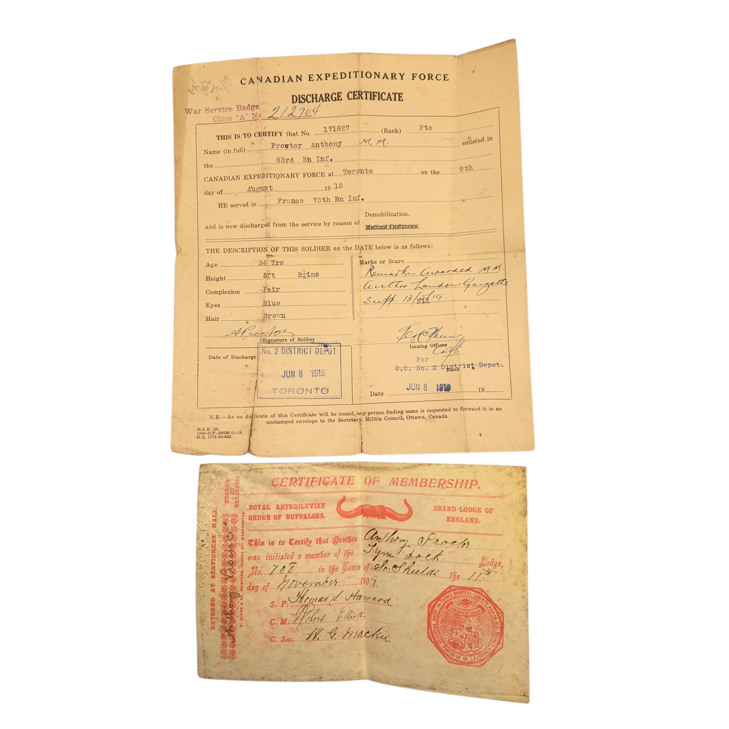 WWI Canadian "Military-Medal" Grouping – Pte. Anthony Proctor, Toronto - Image 19