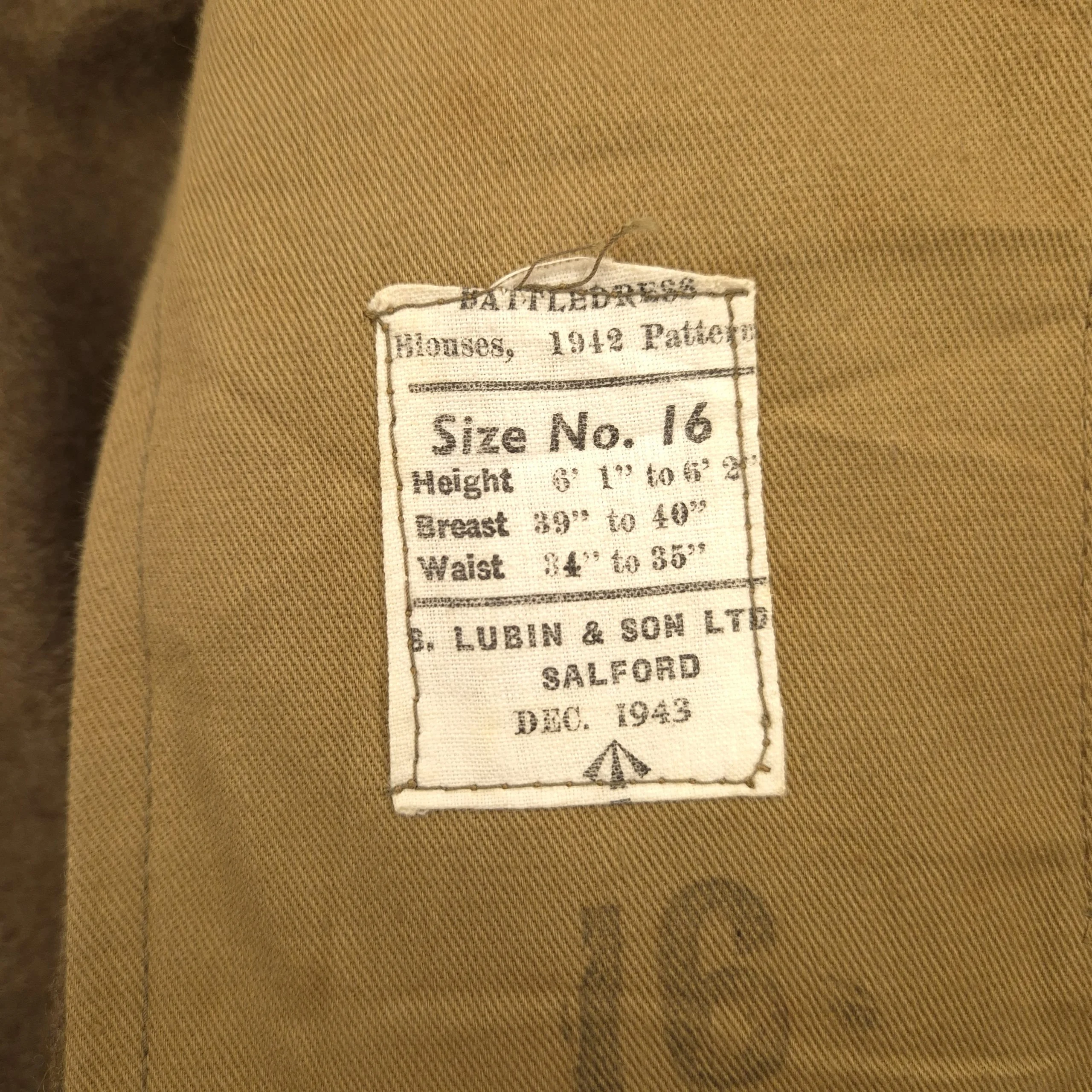 British P40 Battle Dress Jacket - 1943, size 16 - Image 4