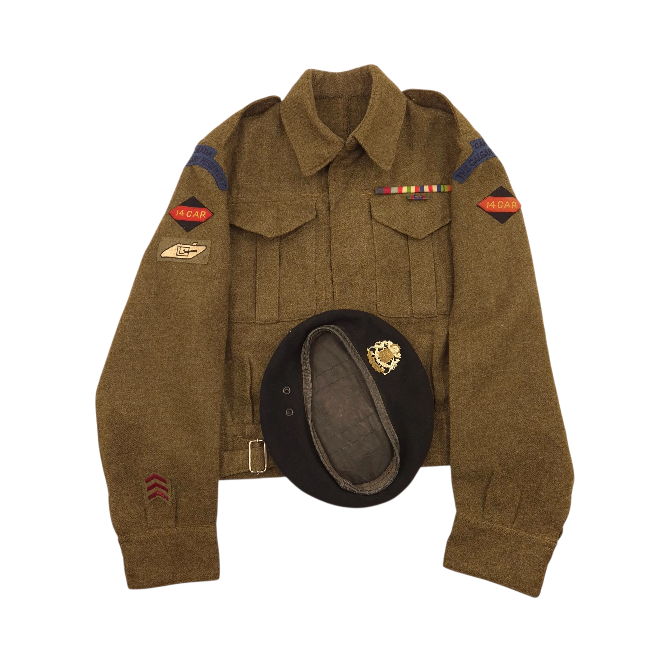 Calgary (Tank) Regiment, 14 CAR - BD Jacket and Beret 1944