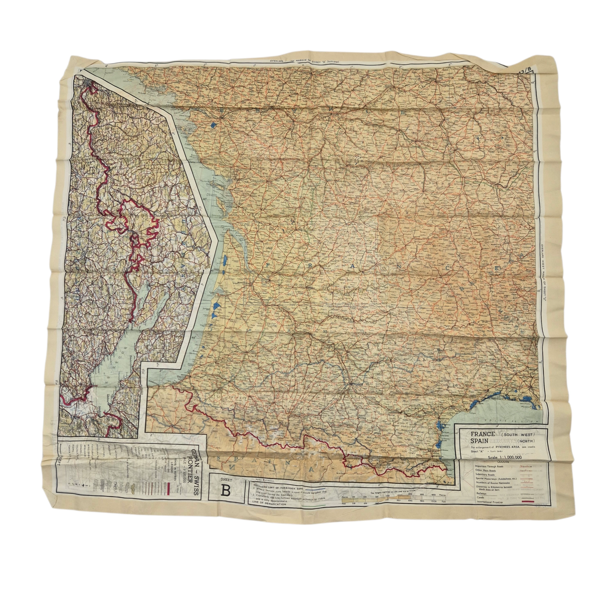 British Escape & Evasion Silk Map, Europe, Sheets A & B - Image 5