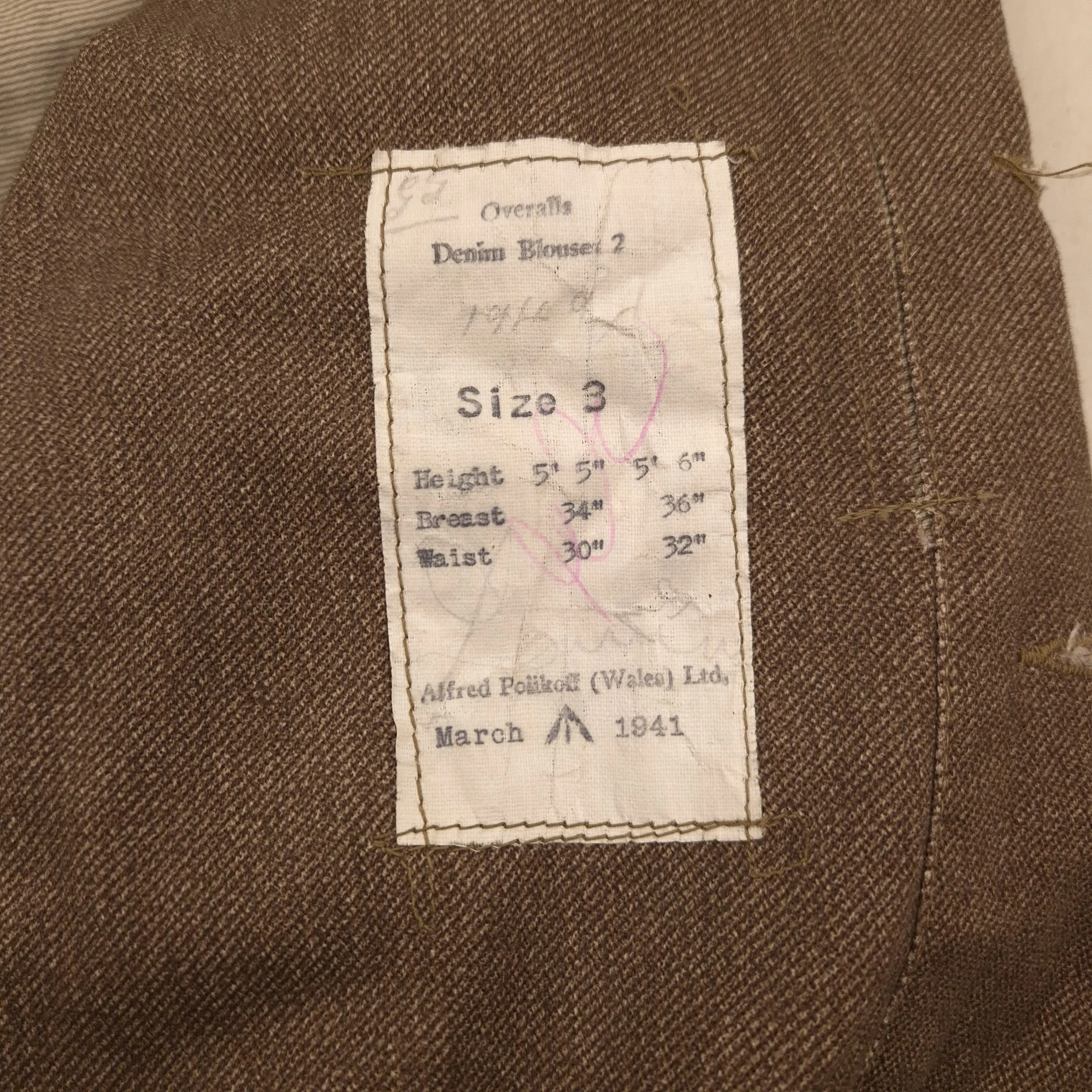 British Brown Denim Battledress Blouse - Dated 1941 - Image 4