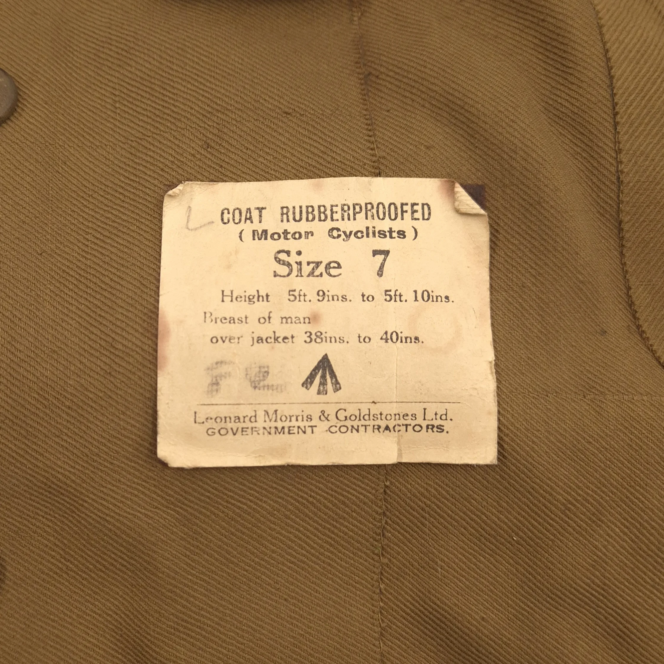 British (Canadian) Motorcycle Waterproof Coat, 1942 - Image 3