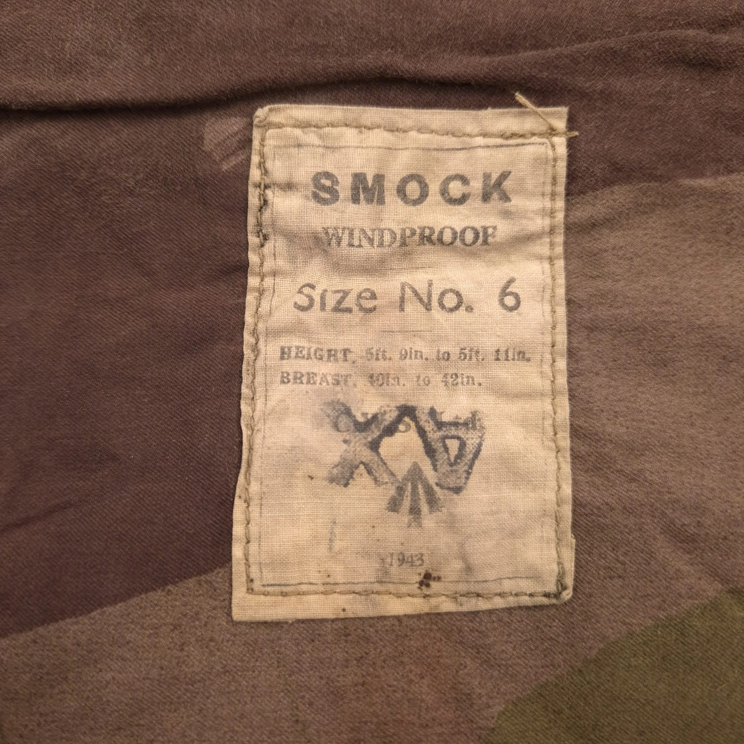 British Windproof Camouflaged Smock - C.W.S. 1943,  Size 6 - Image 4