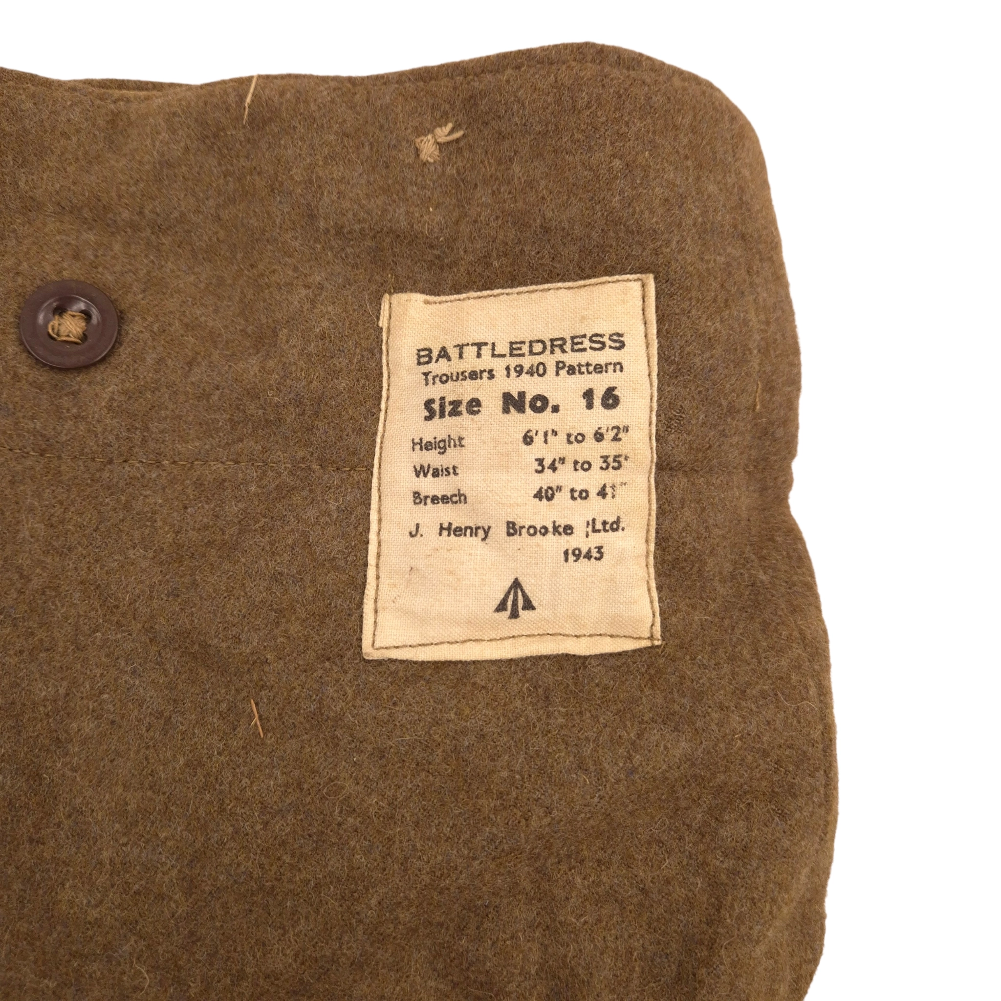 British P40 Battle Dress Trousers - Dated 1943 - Image 2