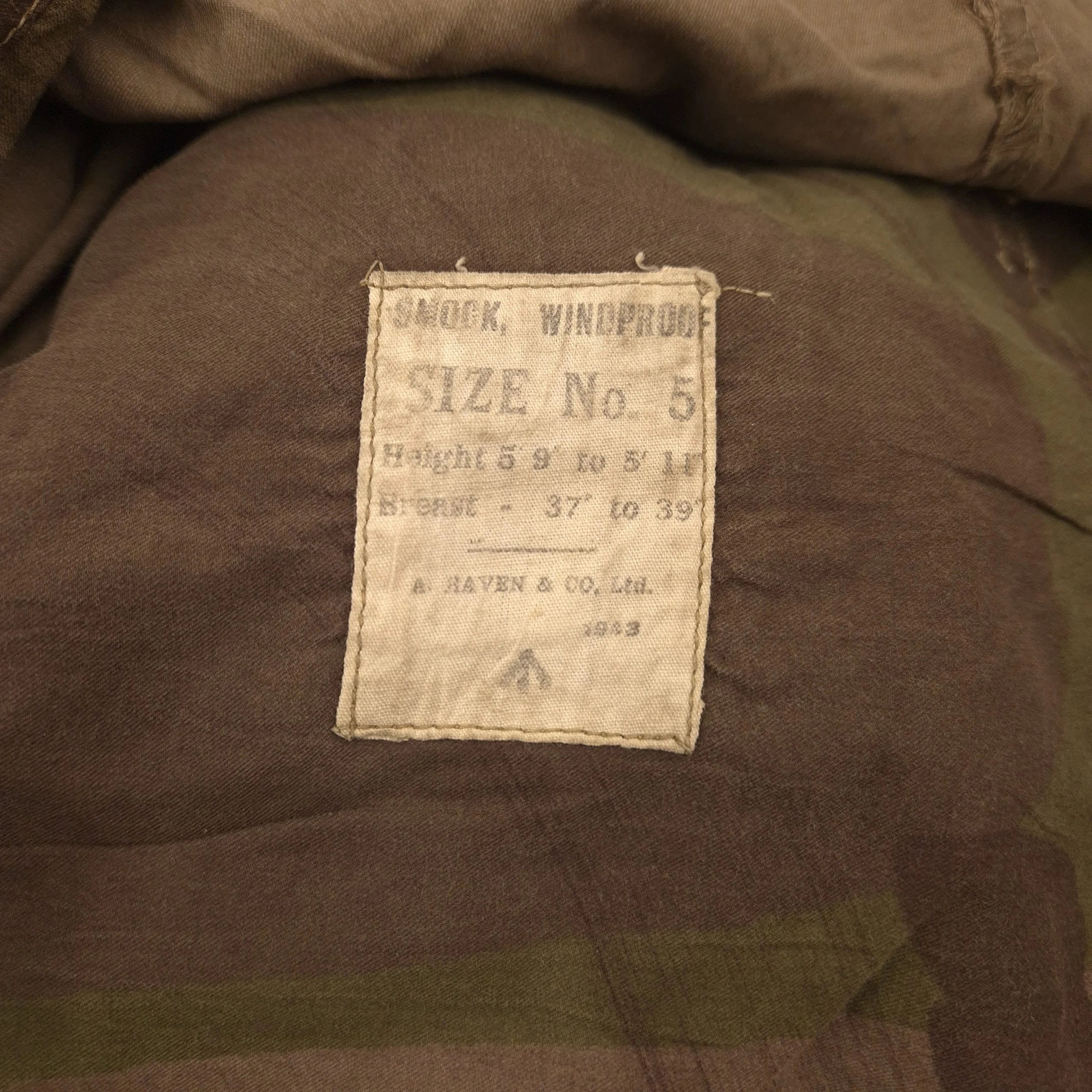 British Windproof Camouflaged Smock - A. Raven & Co 1943 - Image 3